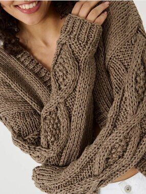 Taupe cotton cardigan oversized